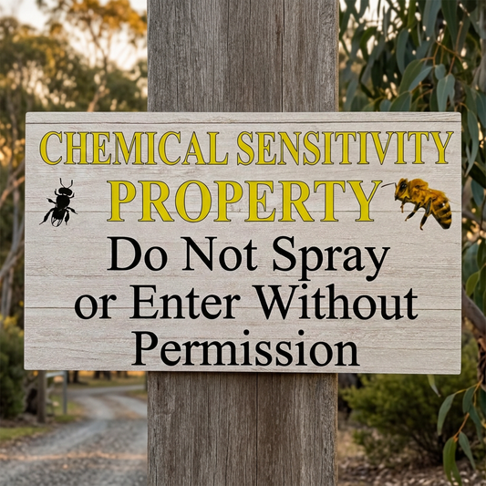 Chemical sensitivity plaque at a driveway entrance