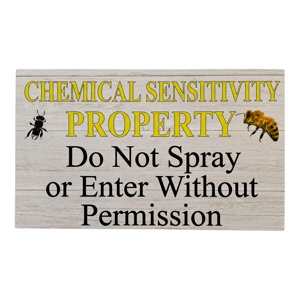 Chemical Sensitivity Property sign with matching font styles