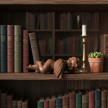 Cherub angel — bookshelf lifestyle