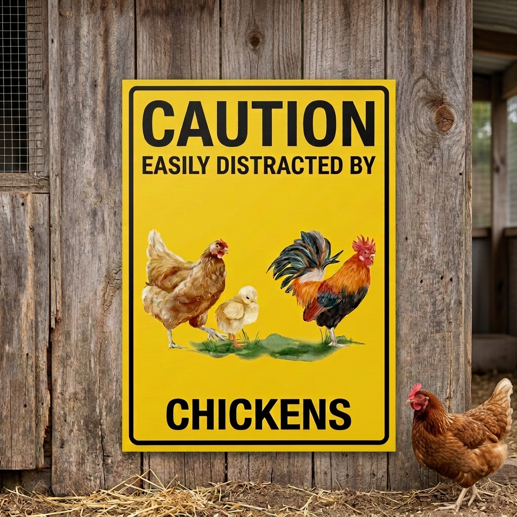 Chicken coop scene revised to keep the sign unobstructed