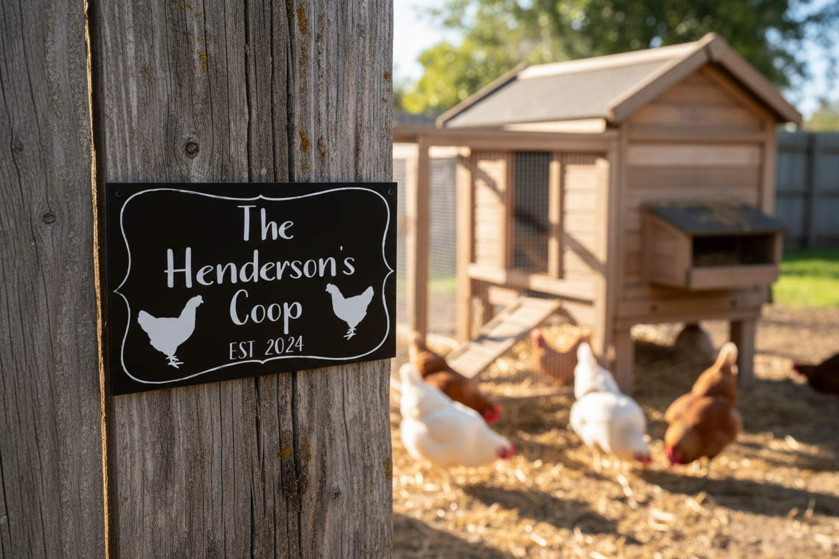 Chicken Sign Coop Fence