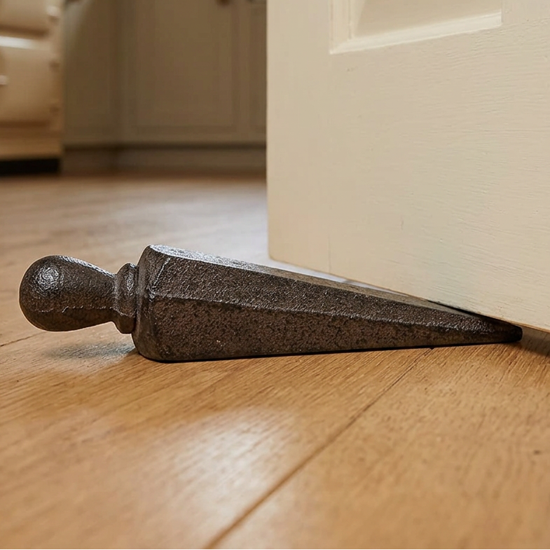 Classic knob doorstop in a farmhouse doorway
