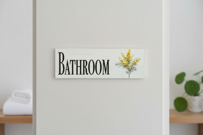 Close-up Wattle Bathroom sign lifestyle image