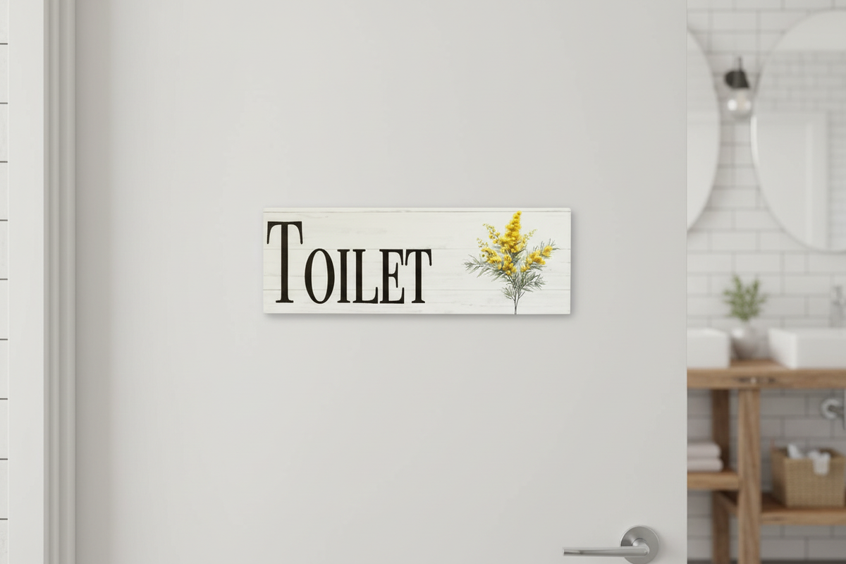 Close-up Wattle Toilet sign lifestyle image