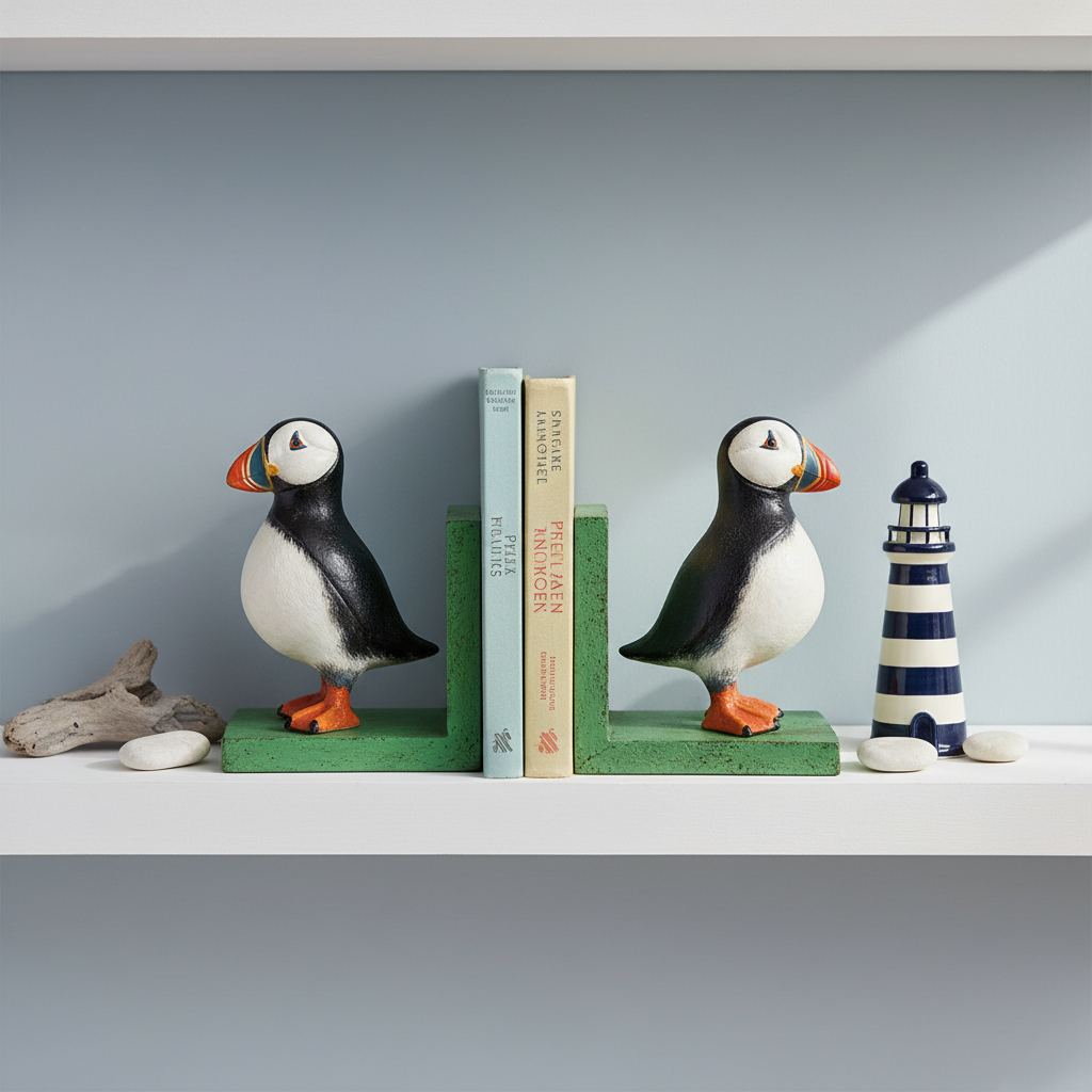 Coastal Shelf - Puffin Bookends