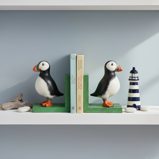 Coastal Shelf - Puffin Bookends