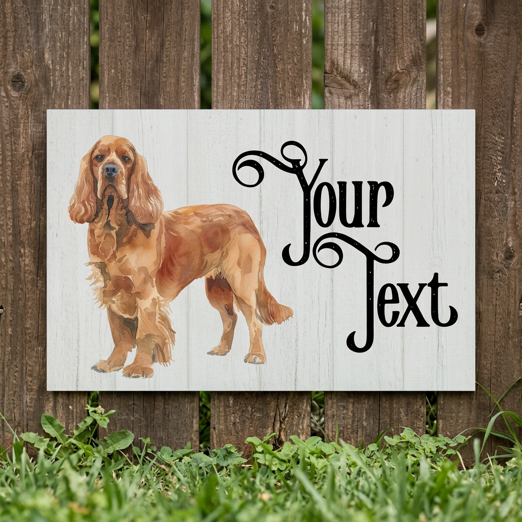 Cocker Spaniel Your Text garden-fence plaque