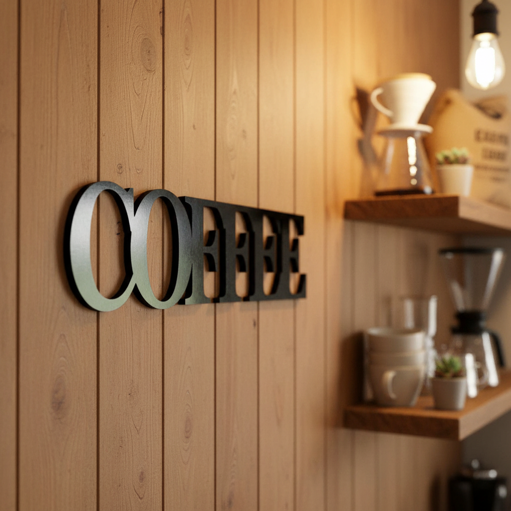 COFFEE Sign Black on Timber Wall Farmhouse