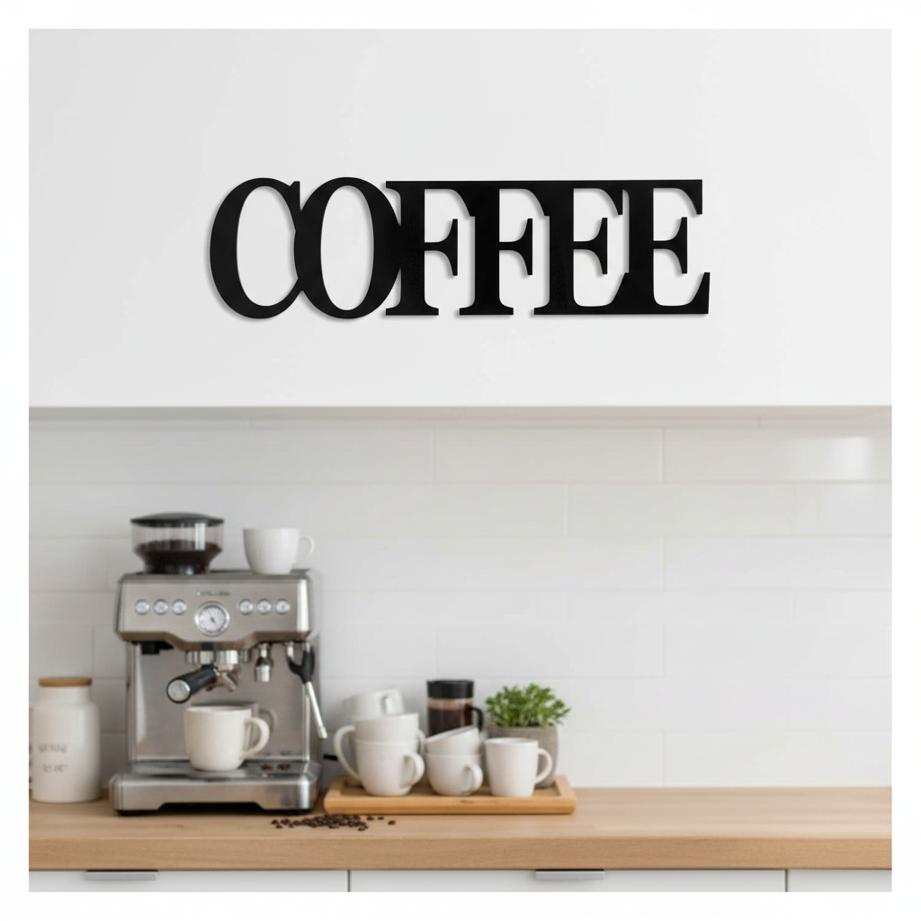 COFFEE Sign Black on White Kitchen Wall Hamptons