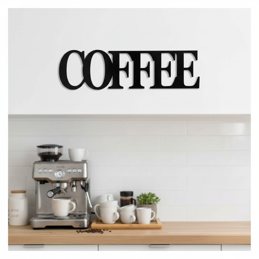 COFFEE Sign Black on White Kitchen Wall Hamptons