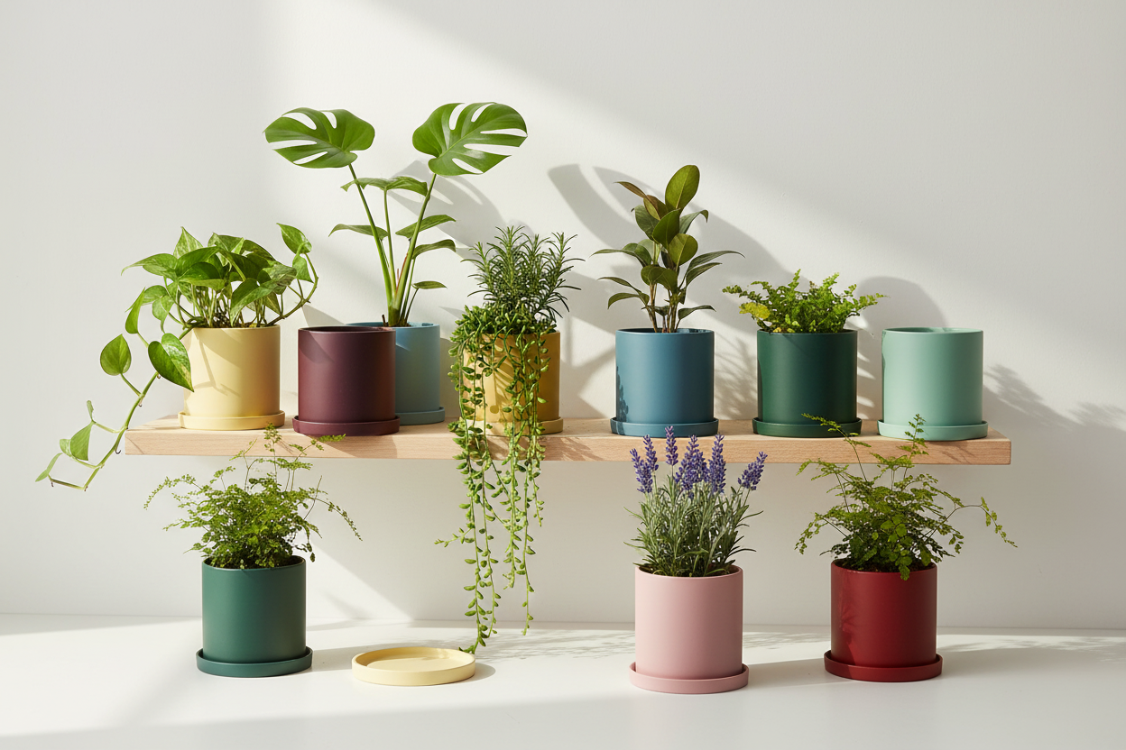 Colourful Ceramic Planter Pot Hero - Multi Colour Lifestyle