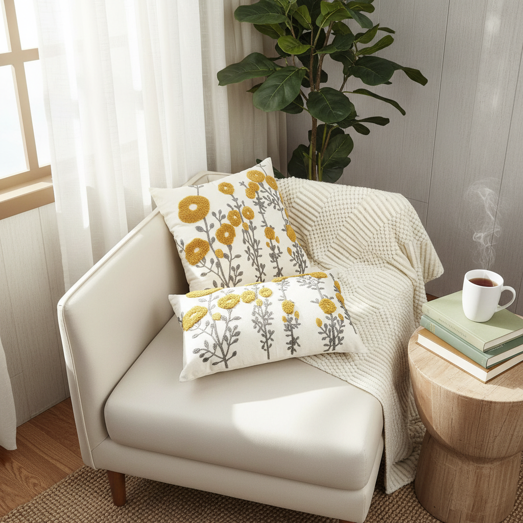 Cushion cover — reading nook armchair lifestyle