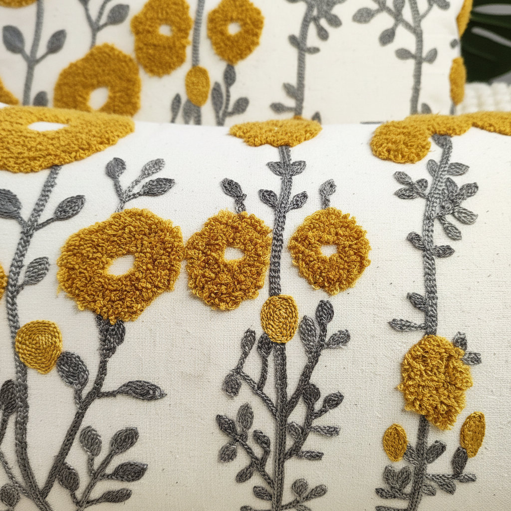 Cushion cover — tufted texture close-up