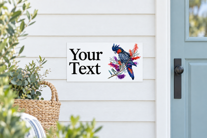 Custom Black Cockatoo sign beside a coastal front door