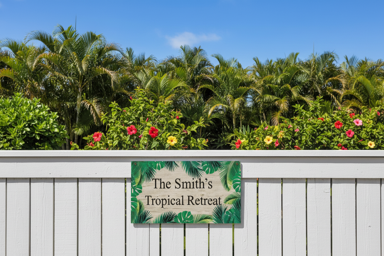 Custom Tropical Paradise Palm Sign lifestyle