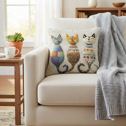 Cute Cat Cushion Cover — sofa lifestyle