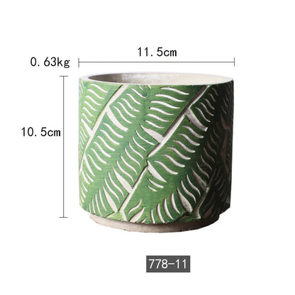 Pot Planter Natural Fern Leaf Rustic Garden