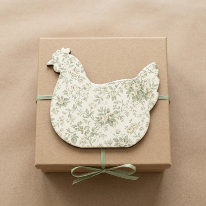 Decoupage nesting hen on a keepsake gift box