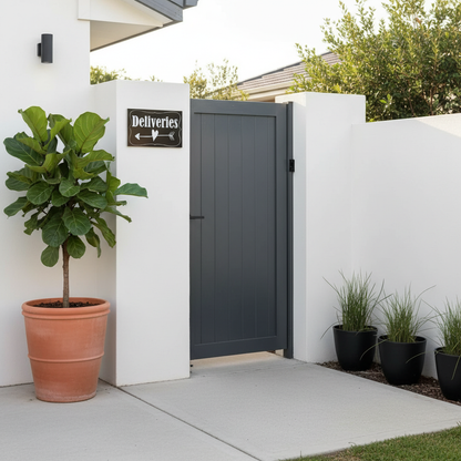 Deliveries home gate sign