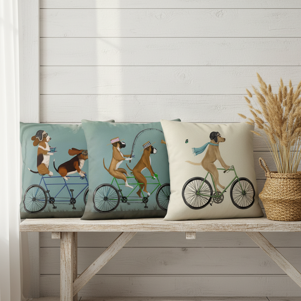 Dogs on Bikes Wall Vignette
