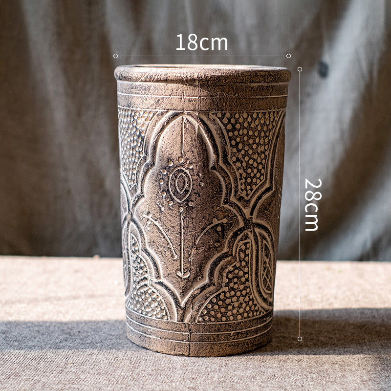 Vintage Pottery Planter Pot Vase - Flower Garden Stone