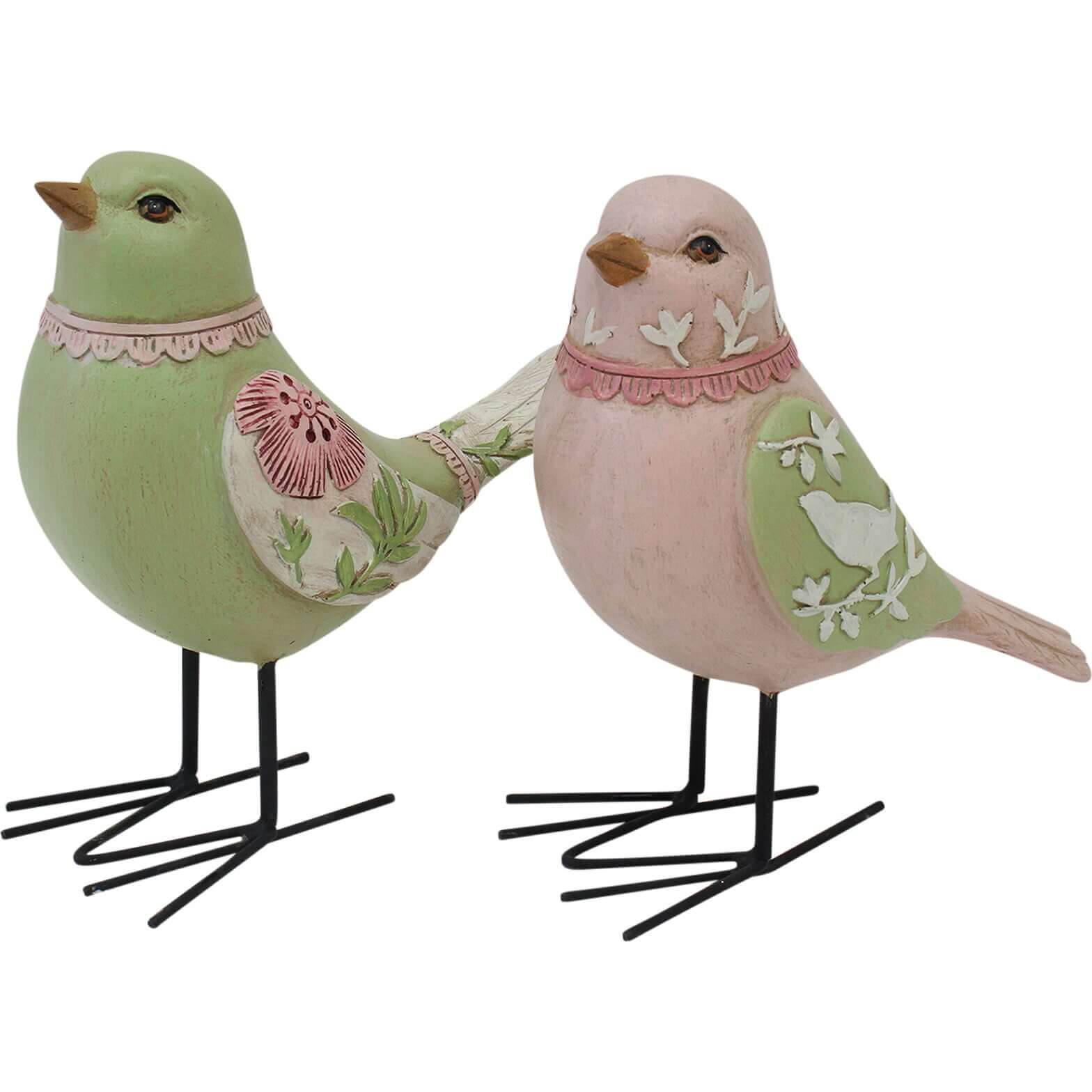Bird Birds Pink Green Legs Décor Set Of 2 - The Renmy Store Homewares & Gifts 