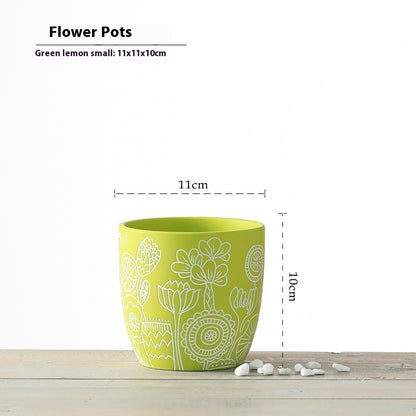 Planter Pot Floral Flowers Ceramic