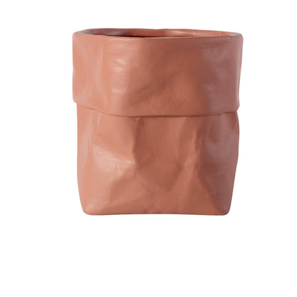Rustic Bag Planter Pot - Ceramic Paper Bag Flower Pot