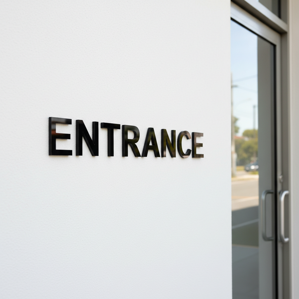 ENTRANCE on rendered wall