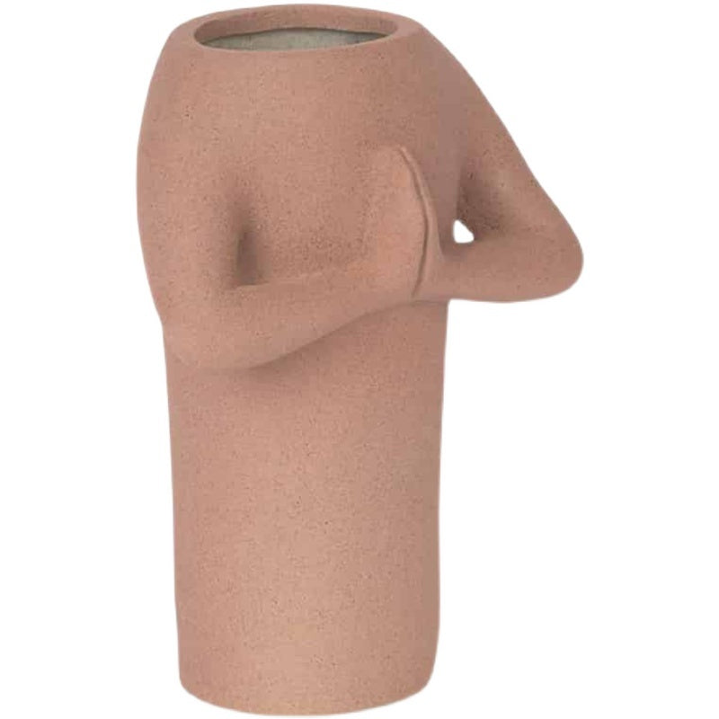 Zen Grateful Hands Vase Planter Pot - Ceramic Terracotta