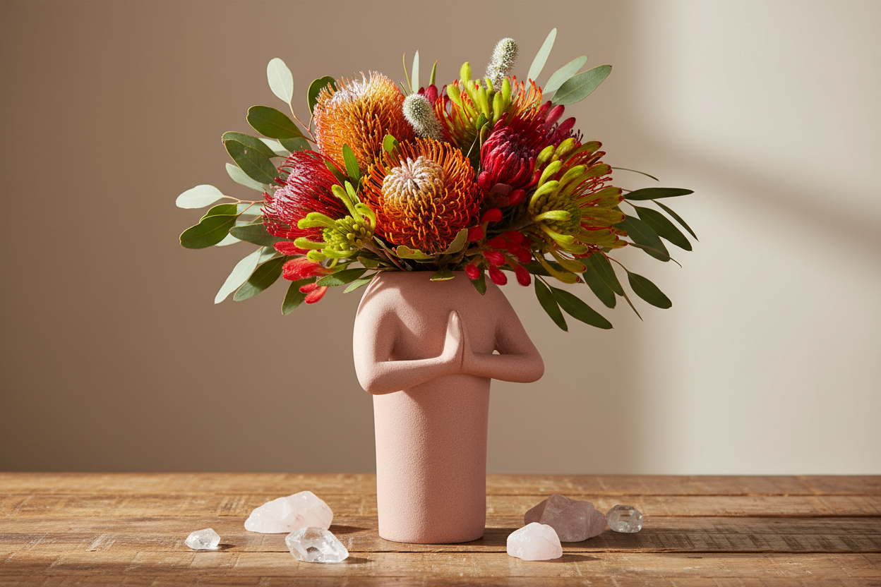 Zen Grateful Hands Vase Planter Pot - Ceramic Terracotta