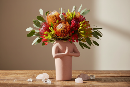 Zen Grateful Hands Vase Planter Pot - Ceramic Terracotta