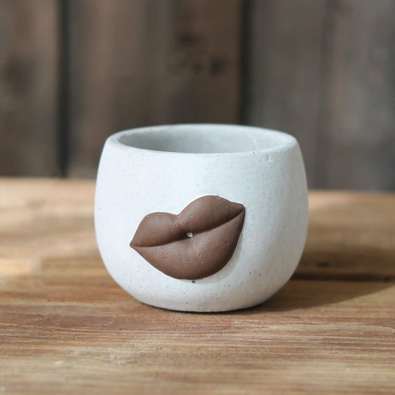 Pot Planter Garden Big Lips Retro