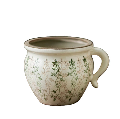 Planter Pot Vase Garden Strawberry Blue Floral Leaf