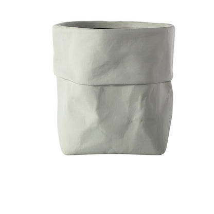 Rustic Bag Planter Pot - Ceramic Paper Bag Flower Pot