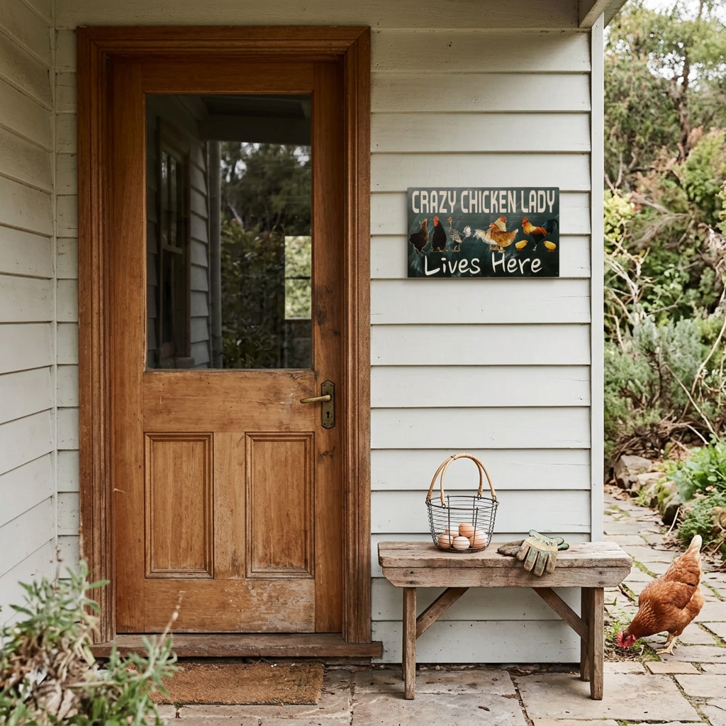 Farmhouse porch concept with a realistically scaled 37 × 22cm sign
