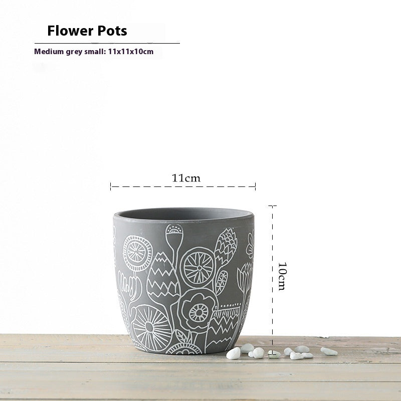 Planter Pot Floral Flowers Ceramic