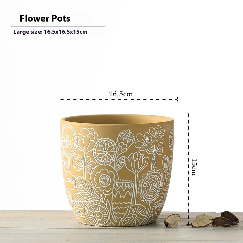 Planter Pot Floral Flowers Ceramic