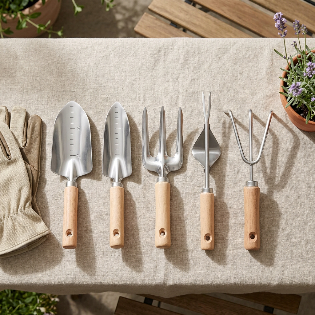 Five-piece gardening gift styling