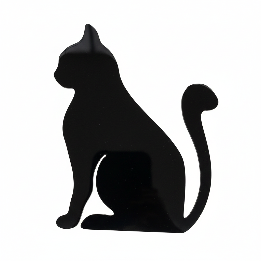 Flat black acrylic cat shape