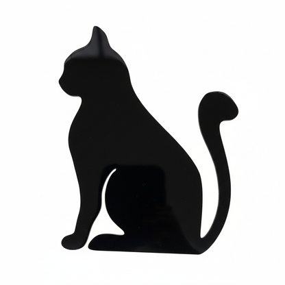 Flat black acrylic cat shape