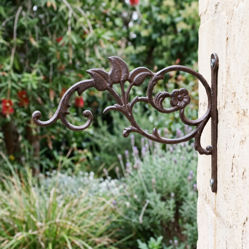 Floral bracket on a courtyard wall