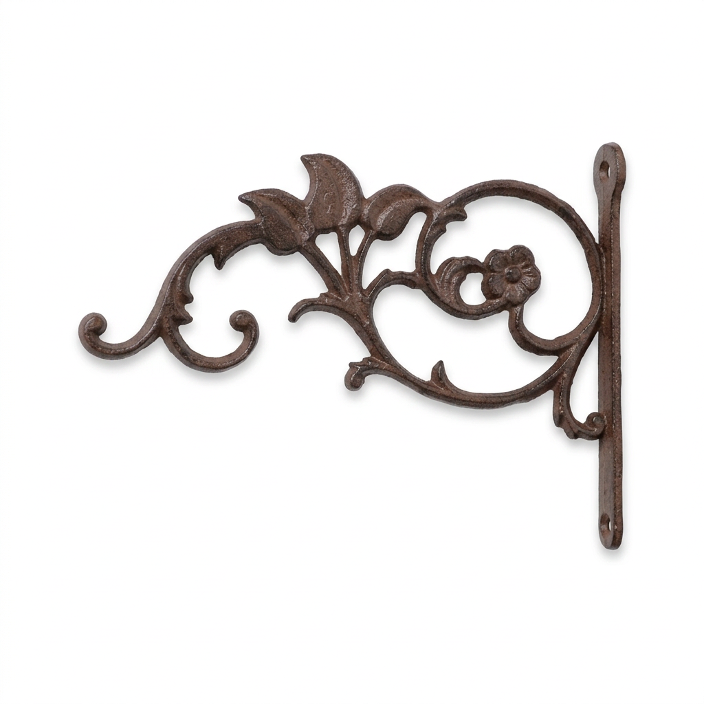 Floral cast iron bracket on white