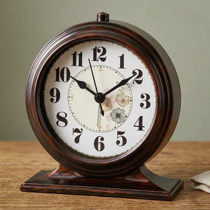 Floral desk clock on a country study desk