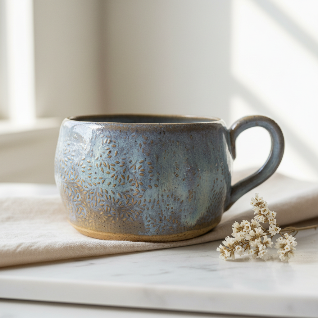 Floral Leaf Mug Close-up 2
