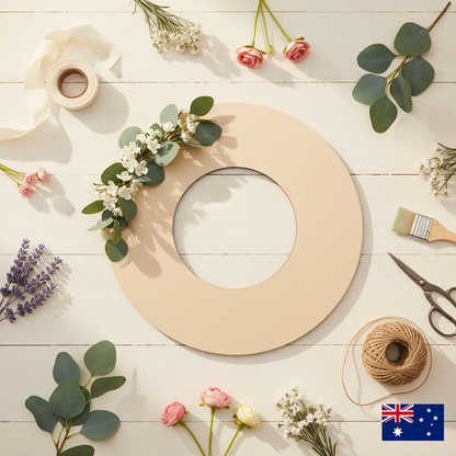 Floral wreath craft project using MDF round ring