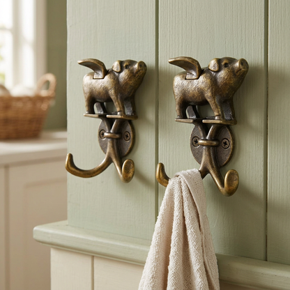 Flying pig hooks in a farmhouse laundry