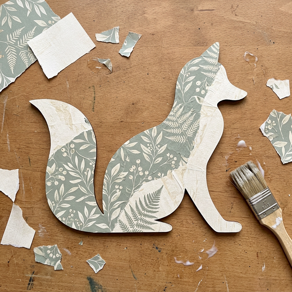 Fox with botanical decoupage