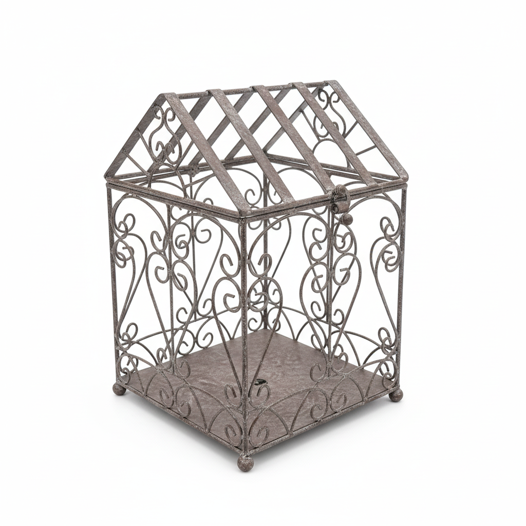 French Scroll terrarium on white