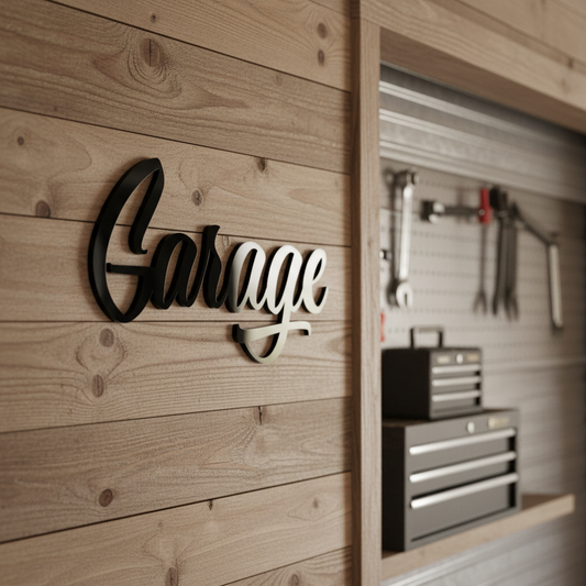 Garage Sign Rustic Timber Wall Workshop